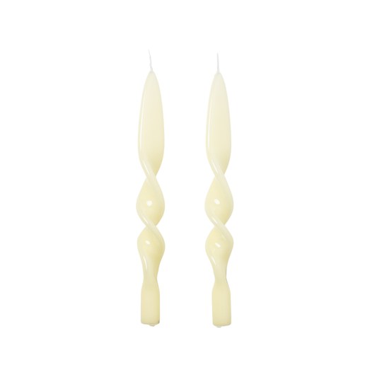 Ivory Lacquered Twist Dinner Candle (Set of 2)