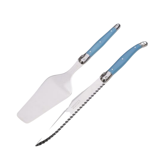 Laguiole by André Verdier Cake Server & Knife Cornflower Blue Set